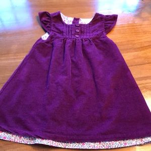 JoJo Mama Bebe toddler dress. 12-18 Months. Plum cord and floral under dress